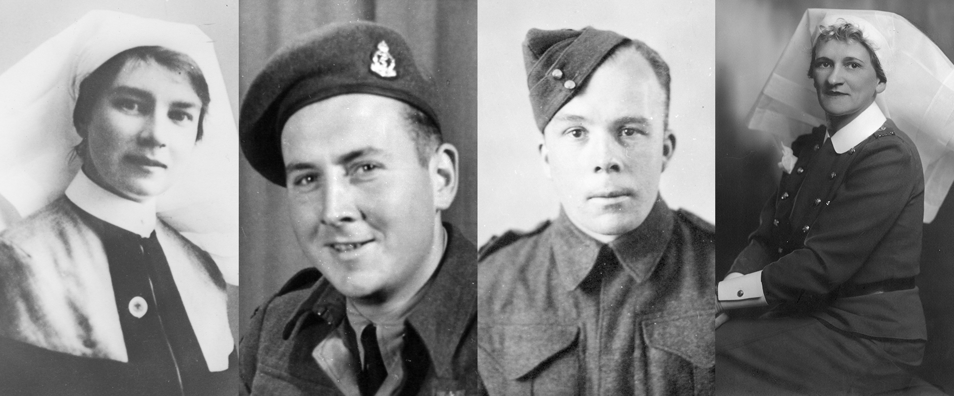 Four images of soldiers who served with the Canadian Medical Army Corps.