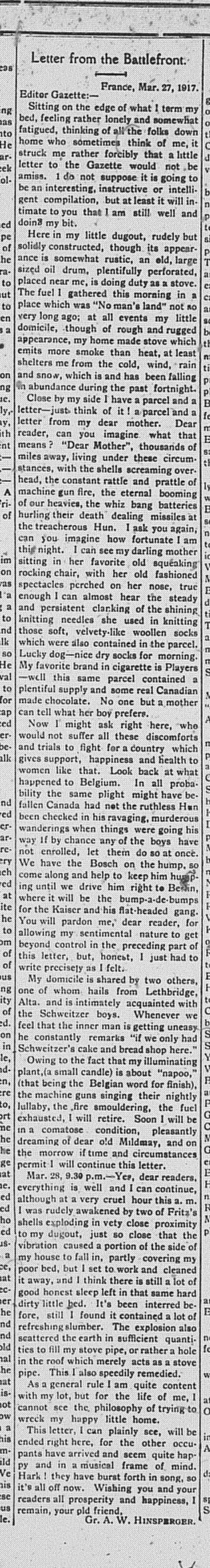 Mildmay Gazette, April 26, 1917